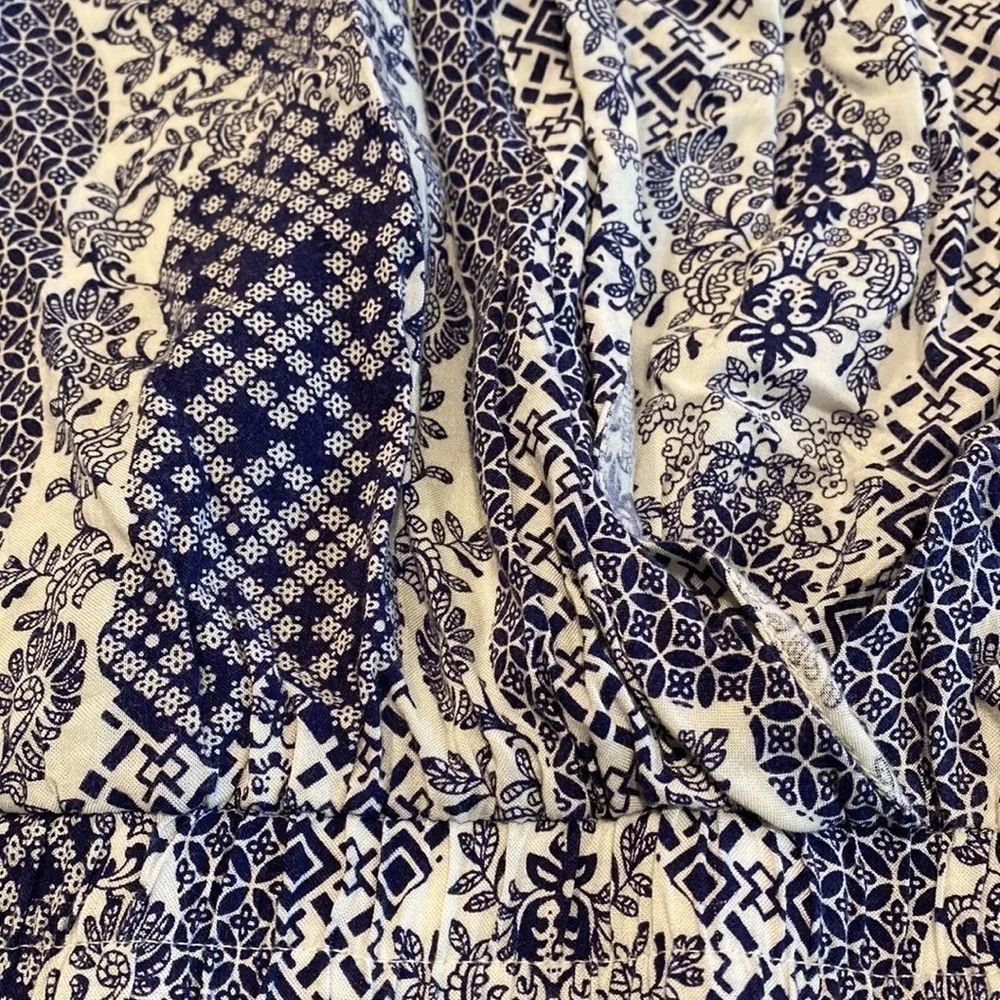 Vintage Havana Blue & White Romper w/ Lace Size Girls Large (14) Like New